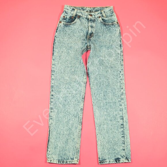 Vintage Levis 501 Jeans Womens 25 Blue Acid Washed Made in USA 80s Denim - Picture 2 of 7